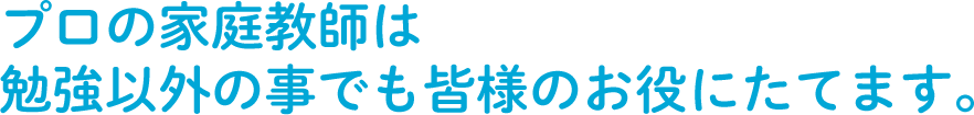 プロの家庭教師は勉強以外の事でも皆様のお役にたてます。